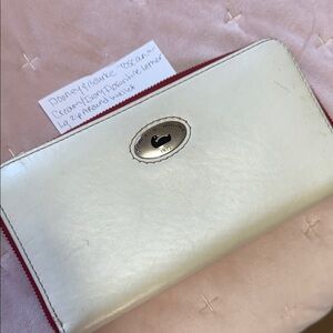 Dooney & Bourke LG Toscana Cream and Red Leather Wallet